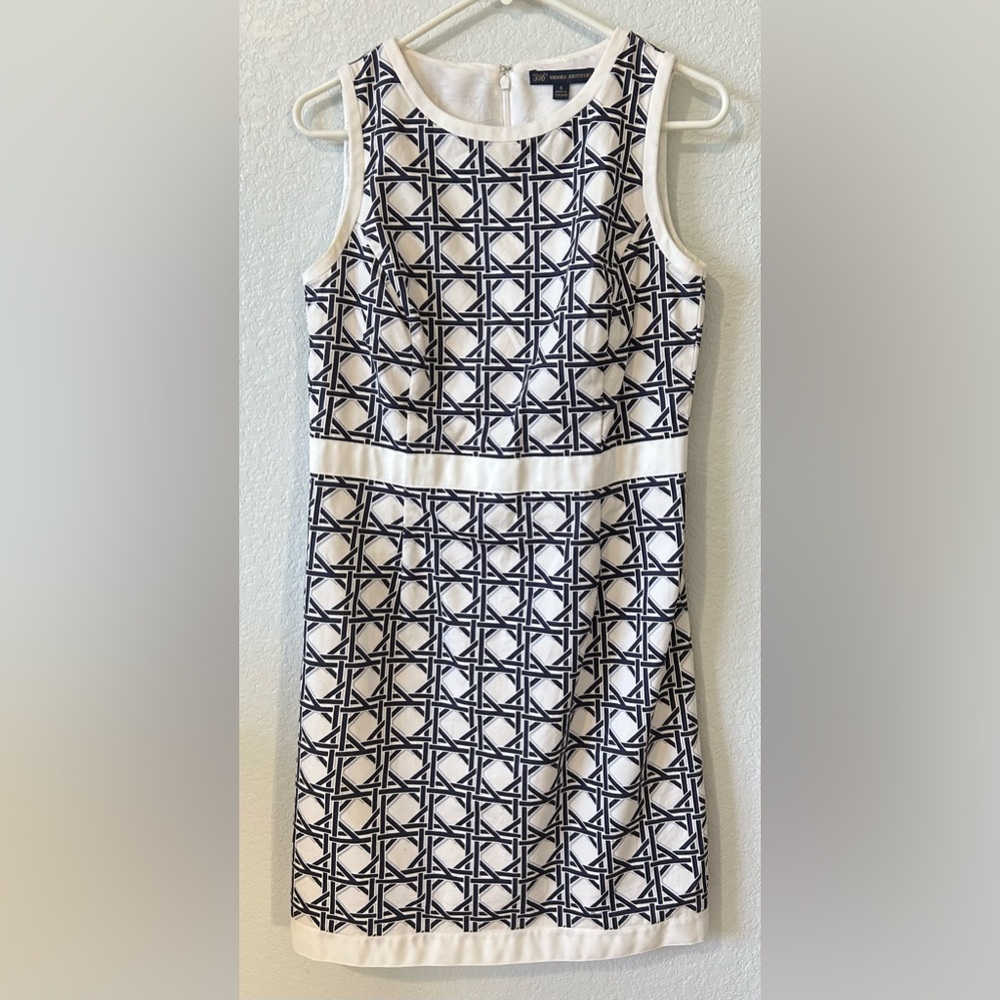 Brooks Brothers Navy & White Geometric Sleeveless Mini Dress